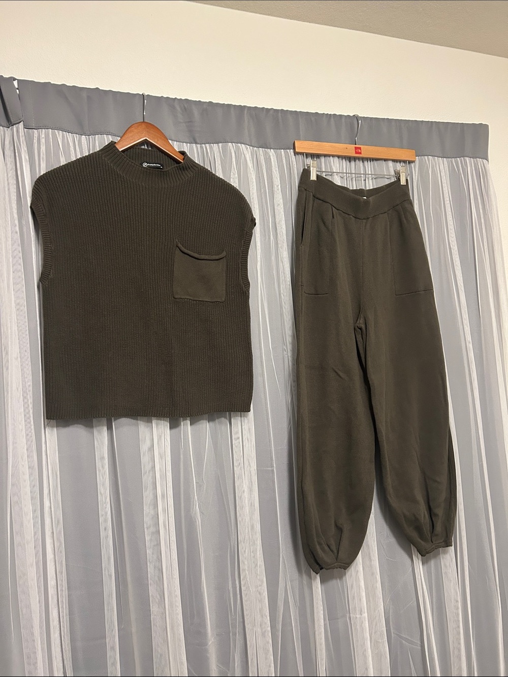 Olive Green Knit Top and Jogger Set Size Medium